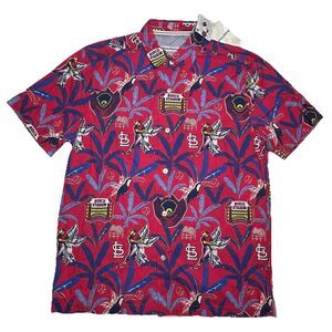 Tommy Bahama Hawaiian St Louis Cardinals MLB Playing Field Shirt Mens Sz M NWT